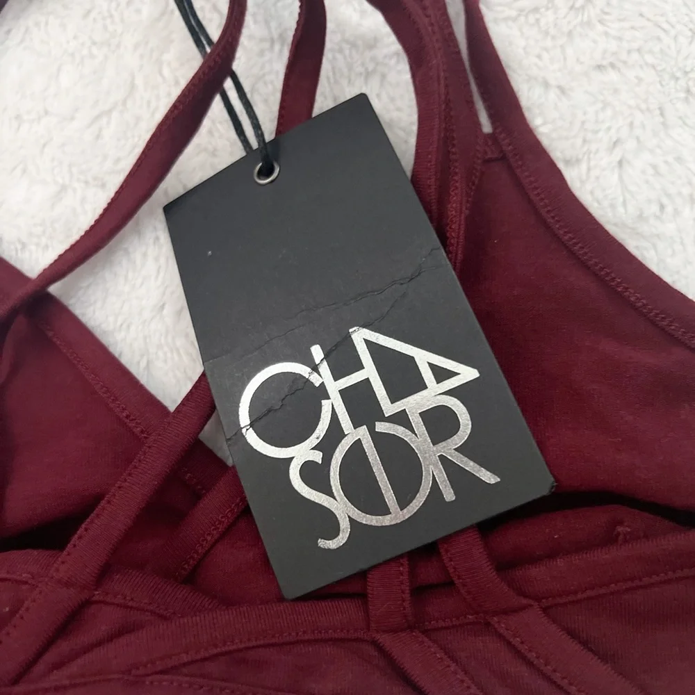 NWT- CHASER Active Criss Cross Bralette Burgundy